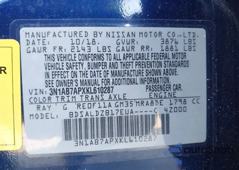 2019 Nissan Sentra Sv from USA, damaged, VIN 3N1AB7APXKL610287
